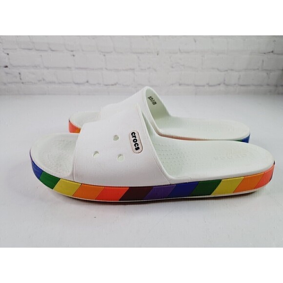 Crocs Crocband Rainbow Block Clogs Slides Sandals Mens 11 Shoes - Picture 3 of 6